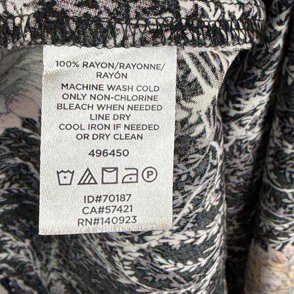 Loft Plus Floral Dress Womens 18 Black Multi Tie Neck Elastic Waist Cottage Boho - Picture 5 of 7